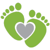 green feet with a heart